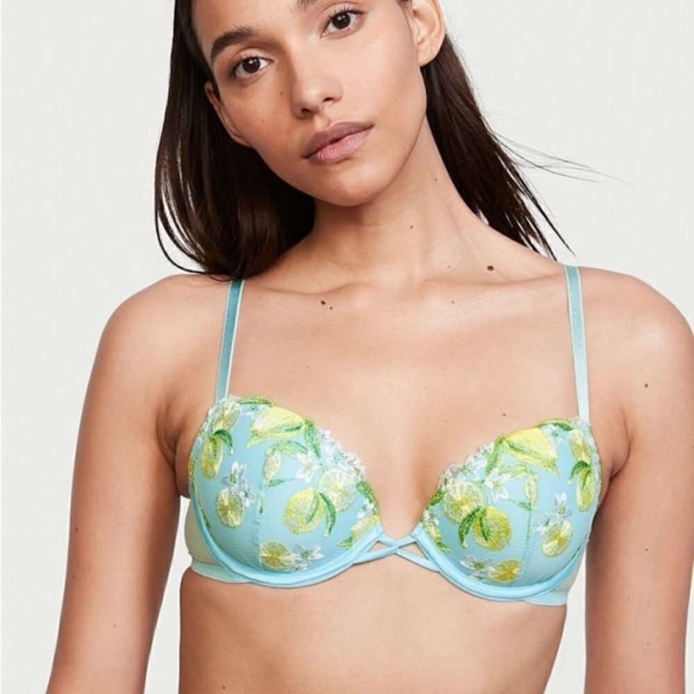 👌❤️DREAM ANGELS Lightly-Lined Lemon Embroidery Demi Bra